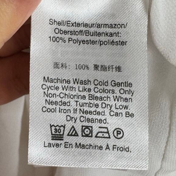 Donna Karan New York White & Black Pleated Tie Front Sleeveless Blouse Size XL - Picture 7 of 9